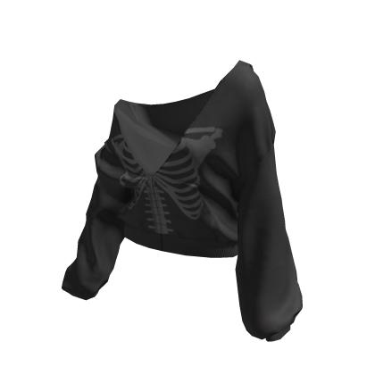 Skeleton Pullover Baggy Hoodie Black