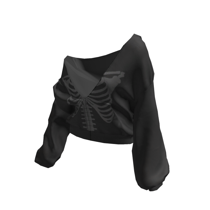 Skeleton Pullover Baggy Hoodie Black