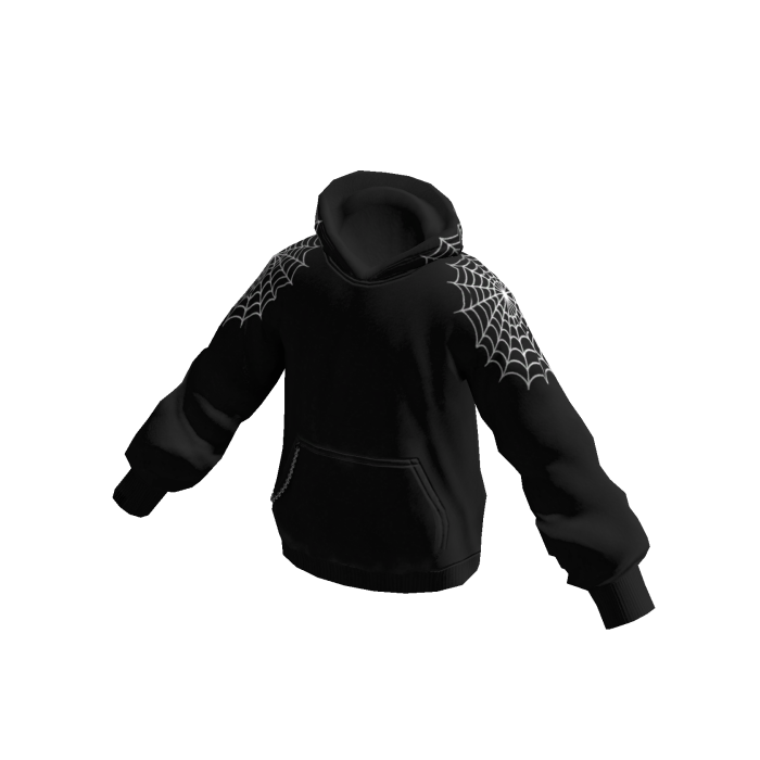 Goth Spiderweb Hoodie w/ Chain (Black)
