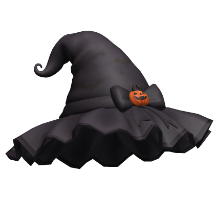 Witch Halloween Hat Black w Pumpkin Bow Roblox item
