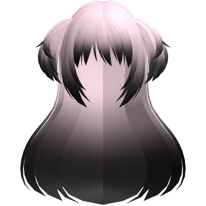 madoka magical girl long fluffy hair pink black Roblox item