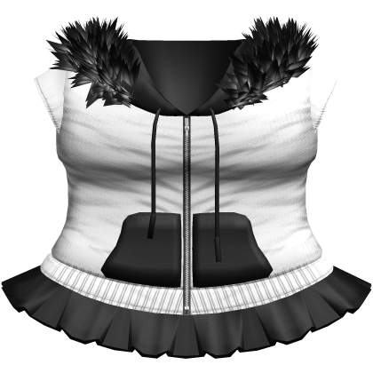 ♱ gothic emo fur hoodie + skirt in black & white Roblox item