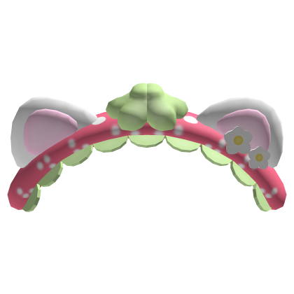 Cutesy Strawberry Cat Ear Ruffle Headband (Red)