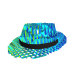 [⏳ Rainbow Animated] Sparkle Neon Blue Fedora