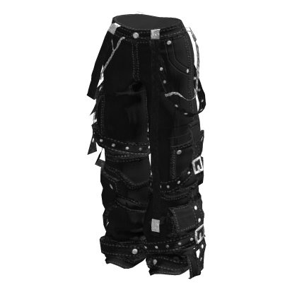 🍀Y2K Cargo Pants w Strap (Black)