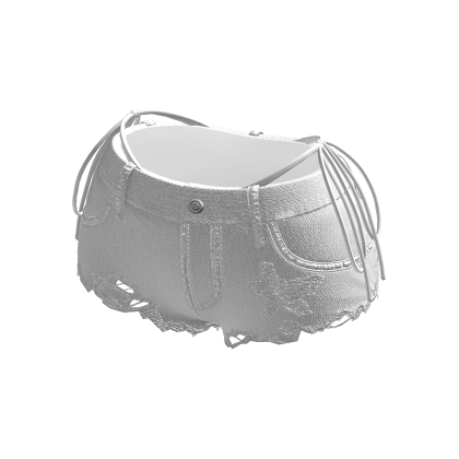 Y2K Ripped White Denim Shorts w/ White Bikini thumbnail