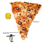 Cheese pizza with chocolate chips
