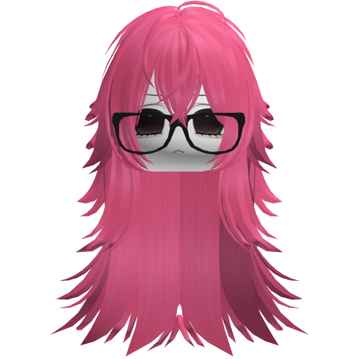 Vkei Moe Pink Messy Long Hair /w Glasses