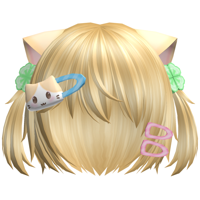 ♡ kawaii short blonde cat hair w pigtails n clip