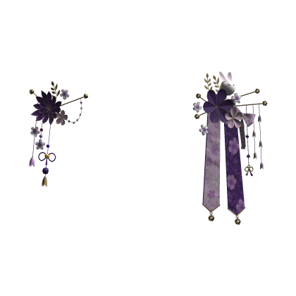Purple & Gold Japanese Kanzashi Flower Hair Clips