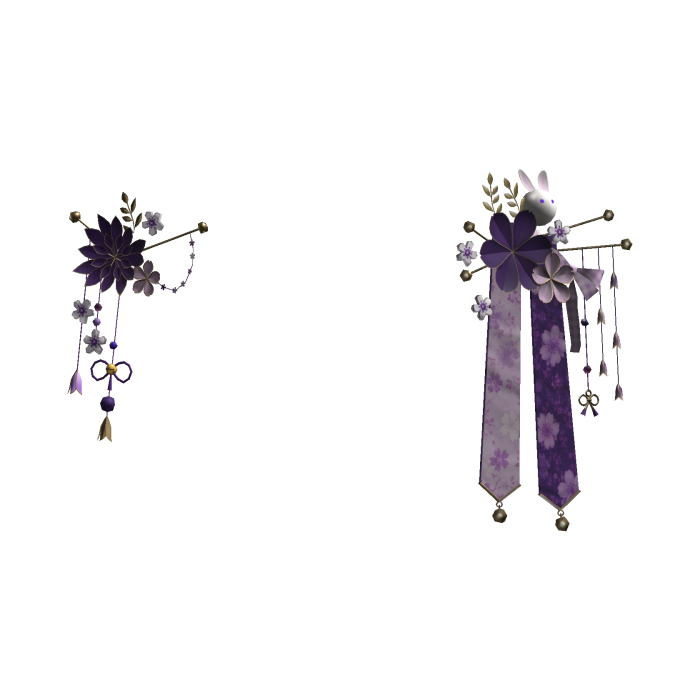 Purple & Gold Japanese Kanzashi Flower Hair Clips