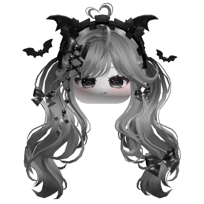 Goth Wavy Pigtails w/Headband (Black&White)