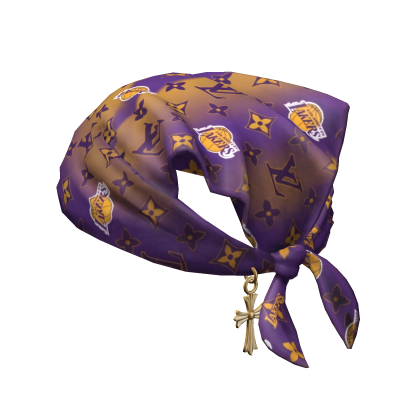 Tied LV X Lakers Bandana Hat with Cross Chain