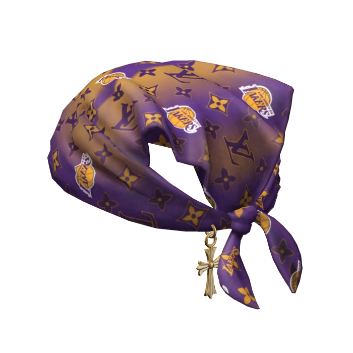 Tied LV X Lakers Bandana Hat with Cross Chain