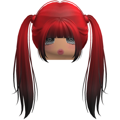 Black & Red Long Pigtails w/ Bangs Roblox item