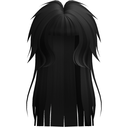 Long Emo Black Messy Shaggy Hime Hair