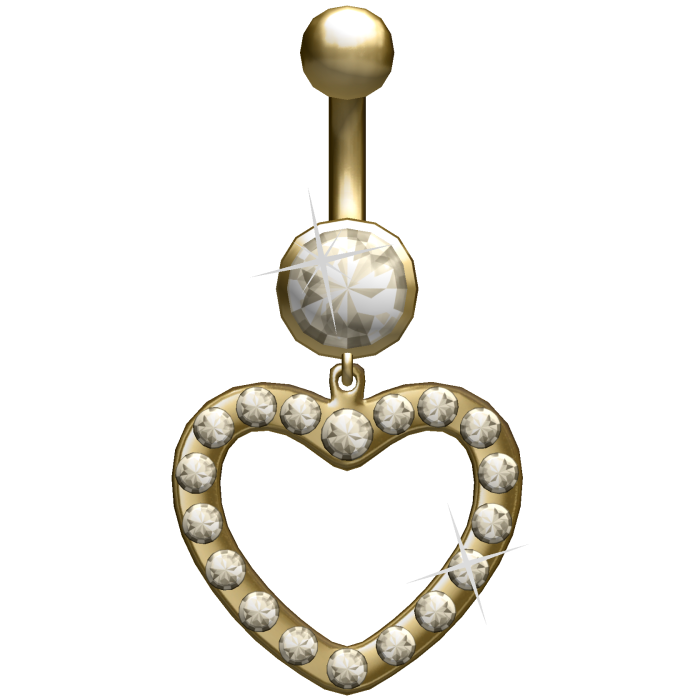 Oversized Heart Gold Belly Ring Piercing 