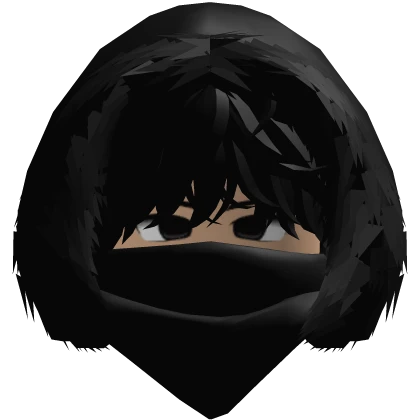 Messy Cute Black Hair Winter Fur Hood Roblox item render