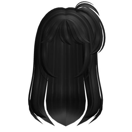 ♡ black anime straight side ponytail hair Roblox item