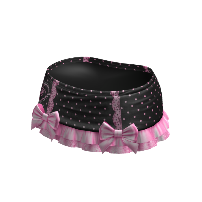 Polka Dot Ruffle Mini Skirt Pink Black