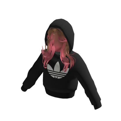 adidas Black Crophoodie With Long Pink Hair thumbnail