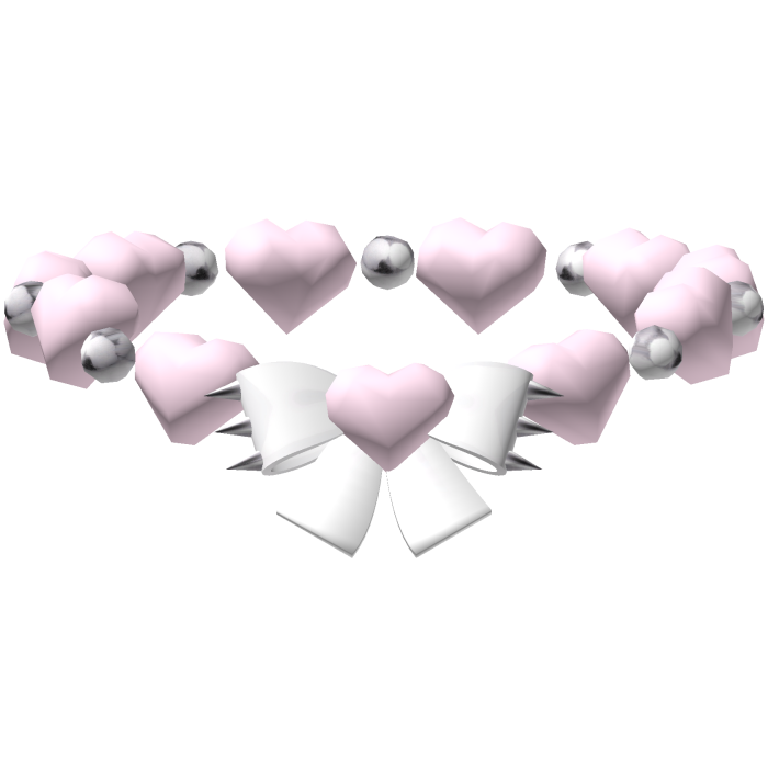 cute jumbo pink hearts necklace w white bow