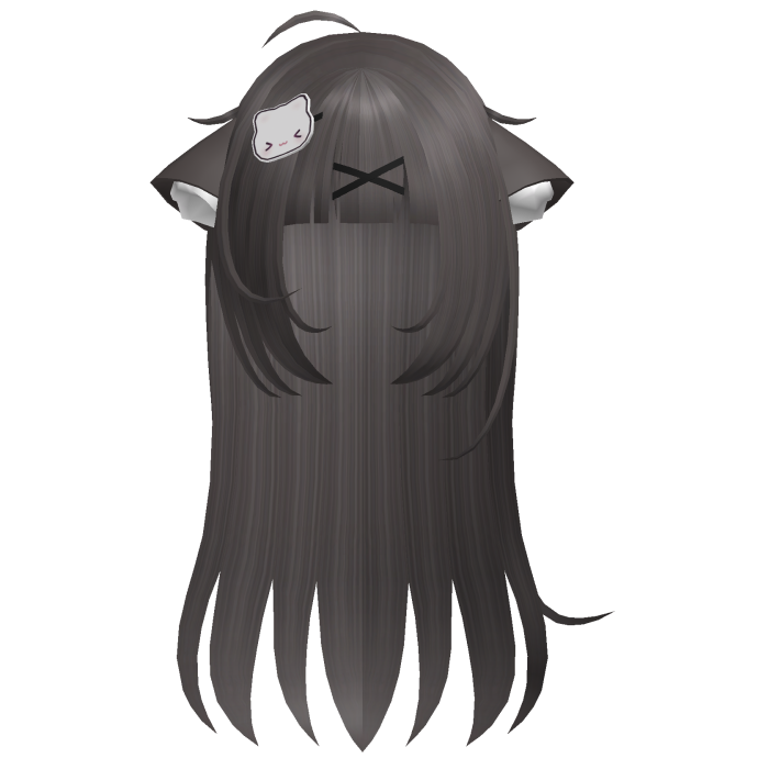 ♡ kawaii long ash brown hair w cat ears n clip
