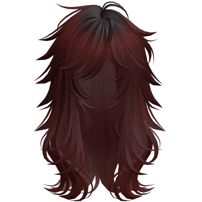 Scene Wispy Flared Wolfcut Dark Red