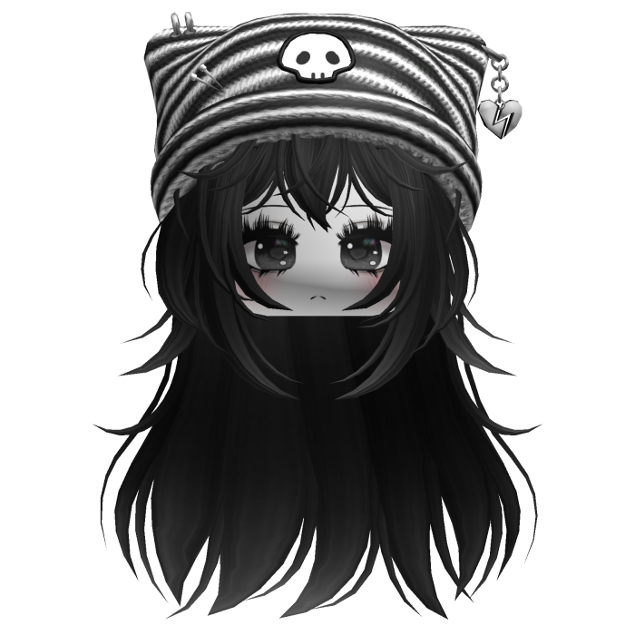 Emo Kawaii Skull Beanie W/ Wolfcut Black
