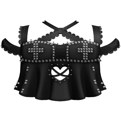 emo black dolly studded heart ruffle lace top