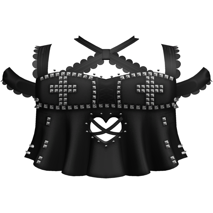 emo black dolly studded heart ruffle lace top