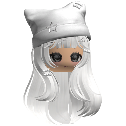 White Cute Kawaii Hair w/ Beanie Roblox item