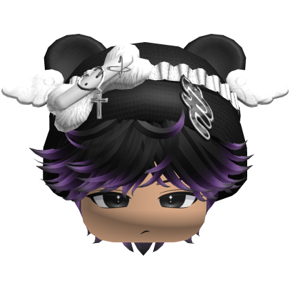 Cute Black and Purple hair Cat Cap Anime Y2k