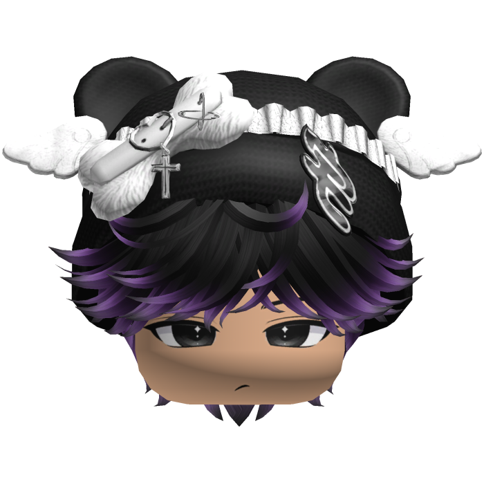Cute Black and Purple hair Cat Cap Anime Y2k