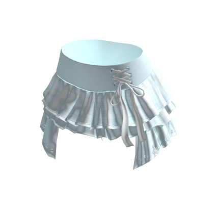🍀Drawstring Ruffle Skirt (Light Blue) thumbnail
