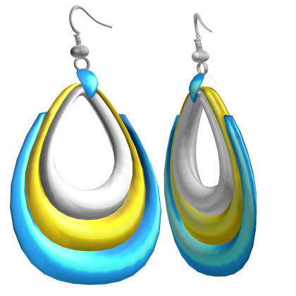 Blue & Yellow 2000s Harajuku Ear Hoops Y2K