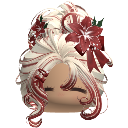 ♡ Christmas Flowery Bun Updo (Beige & Red)
