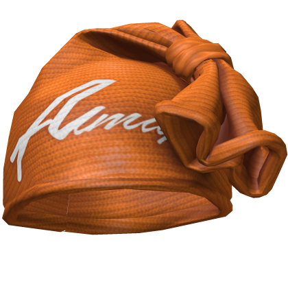 Orange & White Knotted Wrap Cap Beanie