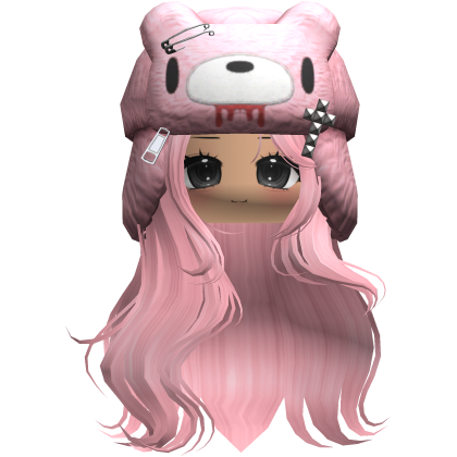 Fuzzy Bear Ushanka Flowy Long Hair (Pink)
