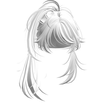 Fluffy Wolfcut Samurai Ponytail (White) Roblox item