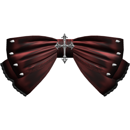 Droopy Gothic Cross Bow w Spikes (Dark Red)