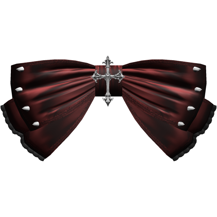 Droopy Gothic Cross Bow w Spikes (Dark Red)