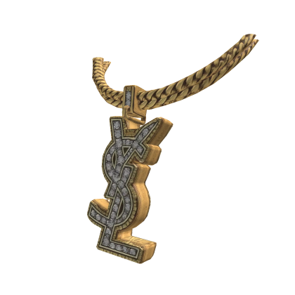 YSL Iced Out Diamond Gold Rope Chain Necklace Roblox item