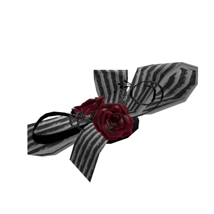 Emo Goth Striped Bow with Red Roses | Roblox Item - Rolimon's