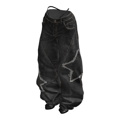 Black Y2K Baggy Star Denim Jeans 🫐