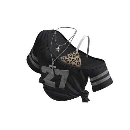 Y2K Leopard Layered Crop Top (Black)