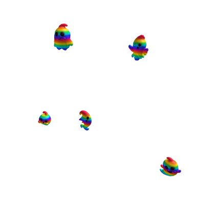 Happy ghosts Group (Rainbow) - Non-Glowing