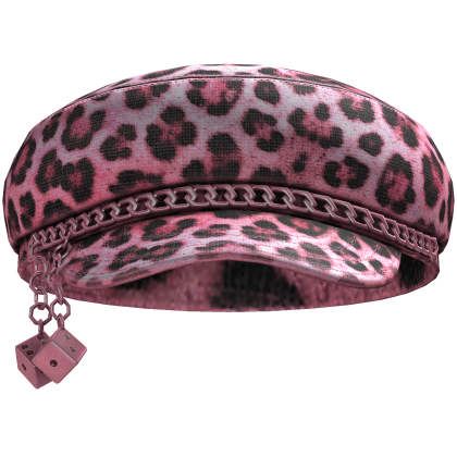 Trendy Chain Cheetah Print Beret (Coral) Roblox item