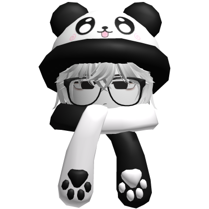 Cute Panda Hat + Scarf Boy Hair White