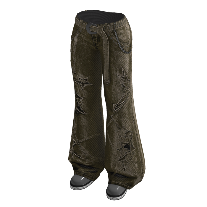 Wide-Leg Pants with Curved Seams (Olive)